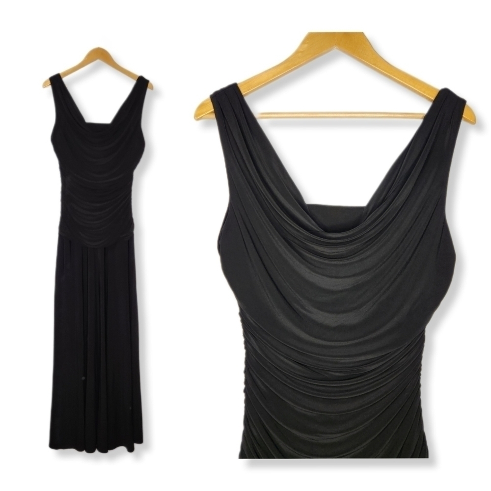 Vintage Nightway 90s Black Rushed Evening Formal Gown Size 12